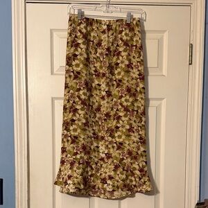 CJ Banks Floral A-Line Skirt - Green and Brown